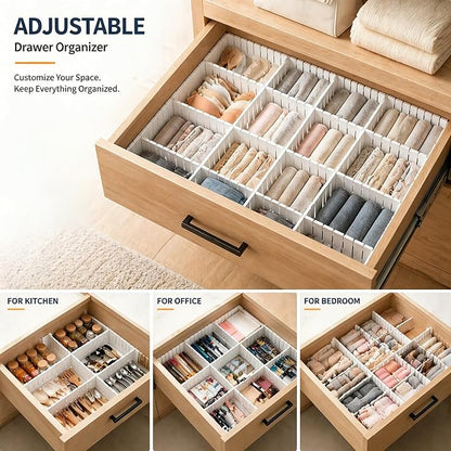 Plastic Adjustable Drawer Dividers Organizer Separator ( Pack of 6)