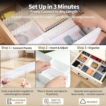 Plastic Adjustable Drawer Dividers Organizer Separator ( Pack of 6)