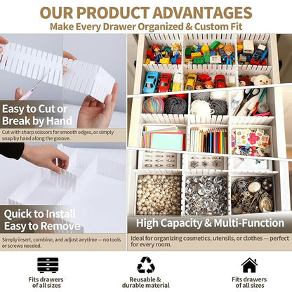 Plastic Adjustable Drawer Dividers Organizer Separator ( Pack of 6)