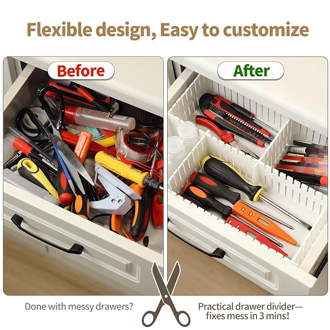 Plastic Adjustable Drawer Dividers Organizer Separator ( Pack of 6)