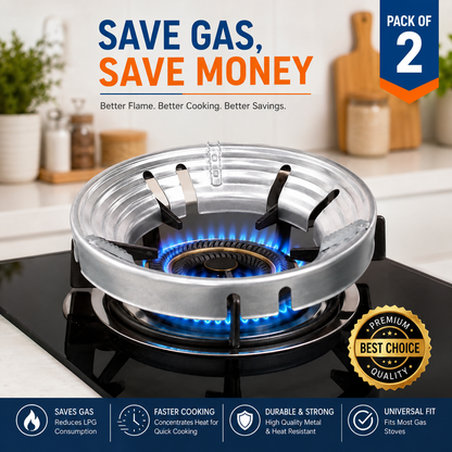 Smart Gas Saver Burner Ring – LPG Stove Flame Efficiency Jali (Pack of 2)