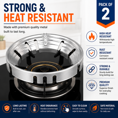 Smart Gas Saver Burner Ring – LPG Stove Flame Efficiency Jali (Pack of 2)