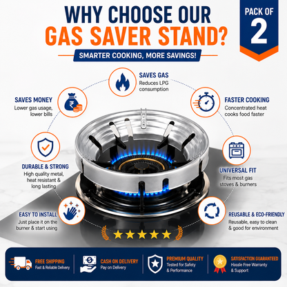 Smart Gas Saver Burner Ring – LPG Stove Flame Efficiency Jali (Pack of 2)