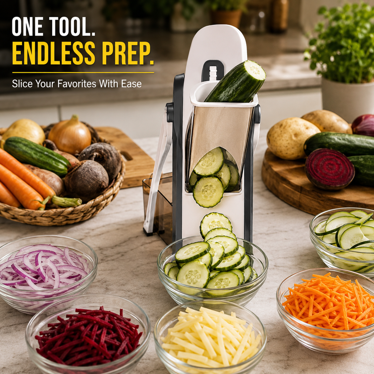 Multi-Functional Vegetable Cutter & Slicer – Fast, Easy & Uniform Vegetable Cutting