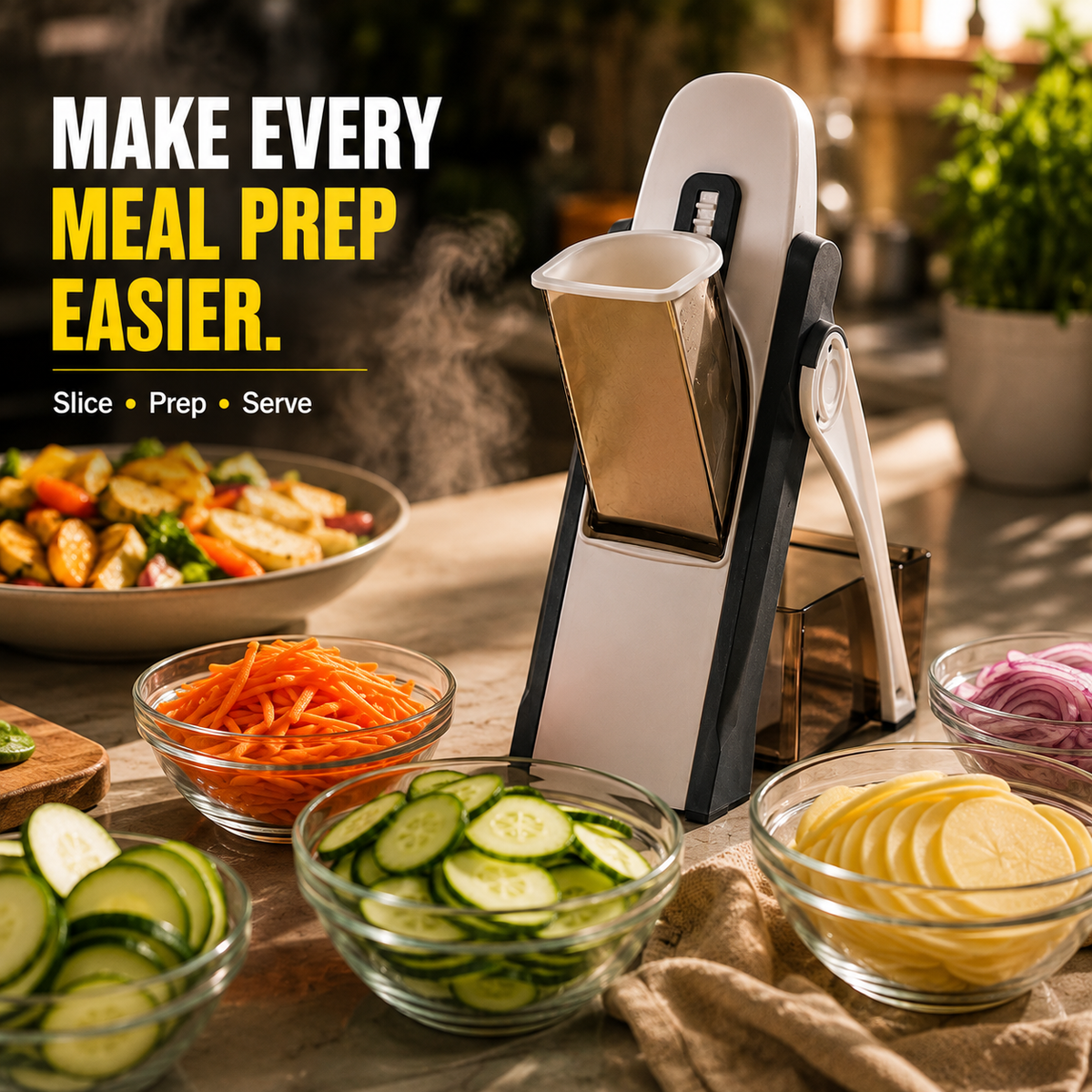 Multi-Functional Vegetable Cutter & Slicer – Fast, Easy & Uniform Vegetable Cutting